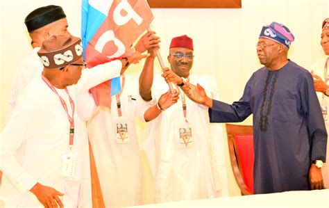 Tinubu Presents Apc Flag To Edo Gov Candidate Running Mate