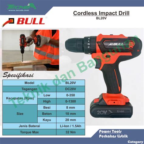 Jual Cordless Impact Drill Mesin Bor Baterai Impact Bl V Bull