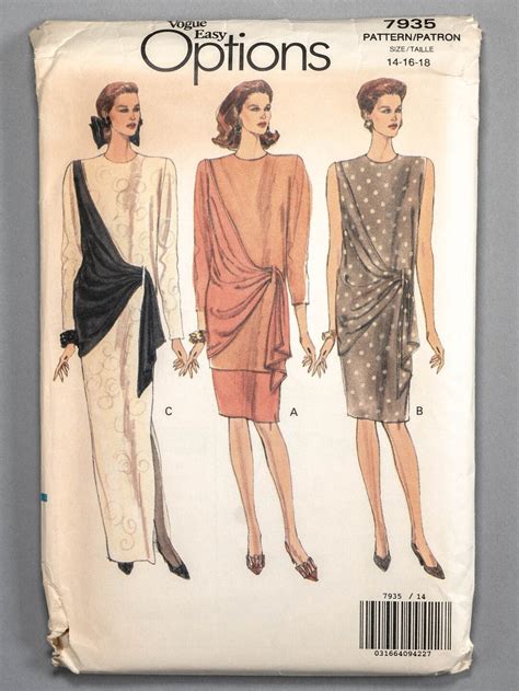 V7935 Sz 14 16 18 Vogue Easy Options 7935 Sewing Pattern 1990 Misses