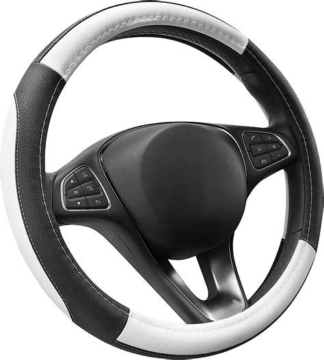 Seg Direct Black And White Microfiber Leather Auto Car Steering Wheel