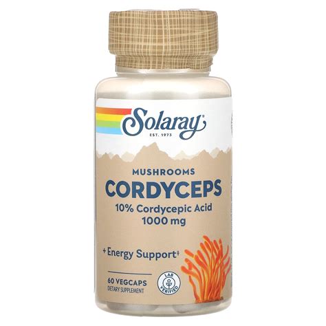 Solaray Mushrooms Cordyceps 1000 Mg 60 Vegcaps 500 Mg Per Capsule
