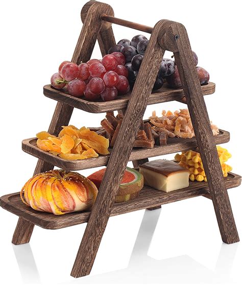 Nynelly Wood Tiered Serving Tray 3 Tier Serving Stand