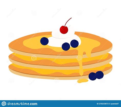 Pancake With Blueberry Maple And Honey Syrup Food Illustration Stock Image Illustration Of