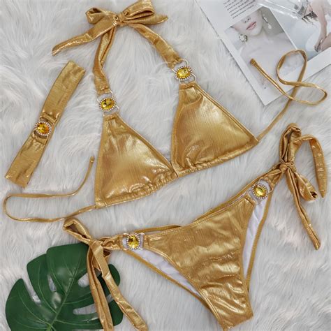Sexy Bikini Three Piece Split Beach Sparkly Swimsuit Bikini Shorts
