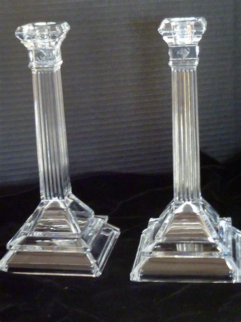 Stunning Art Deco Tall Glass Candlesticks from historique on Ruby Lane