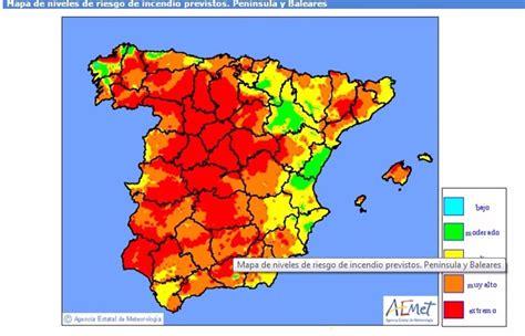 Nivel De Riesgo Extremo De Incendios Forestales En Gran Parte De España