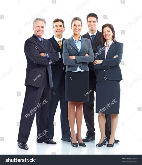 Group Smiling Business People Isolated Over Stock Photo