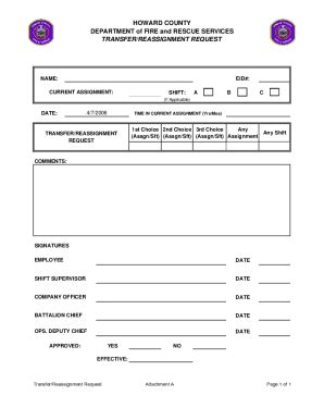 Fillable Online 110 12 Transfer Reassignment Request Form Doc Fax Email