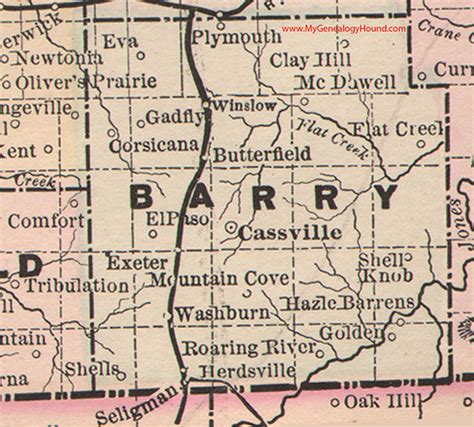 Barry County, Missouri 1886 Map