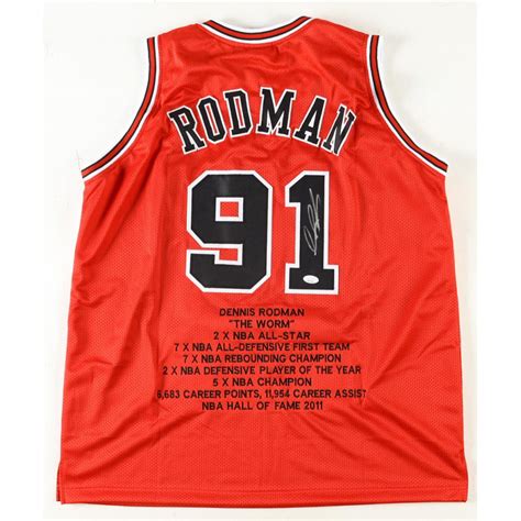 Dennis Rodman Signed Career Highlight Stat Jersey Jsa Pristine Auction