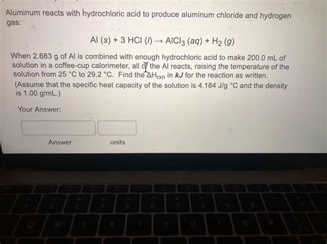 Answered Aluminum Reacts With Hydrochloric Acid Bartleby