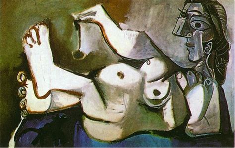 Lying Female Nude Playing With Cat 1964 Pablo Picasso WikiArt Org