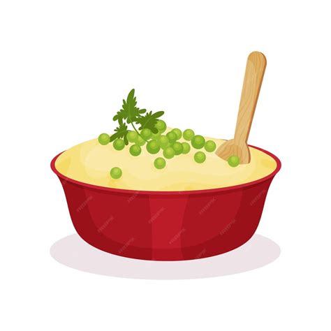 Premium Vector Bowl Of Mashed Potato Traditional Christmas Food Vector Illustration On A White