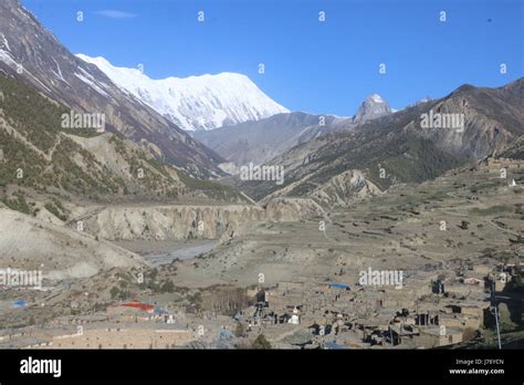 Annapurna Himalaya Range Beautiful Mountain Manang Nepal Stock Photo