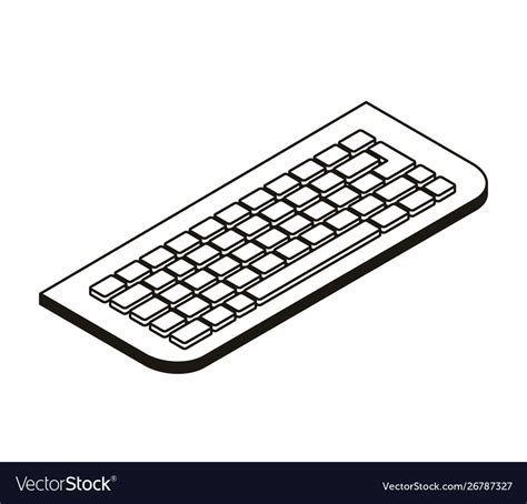 Silhouette computer keyboard on white Royalty Free Vector