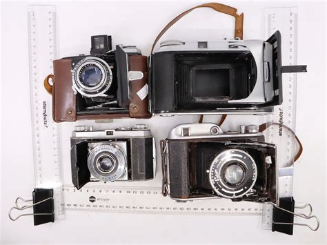 Lot 3 X Flip Out Cameras Ensign Kodak Compur Rapid And Zeiss Ikon