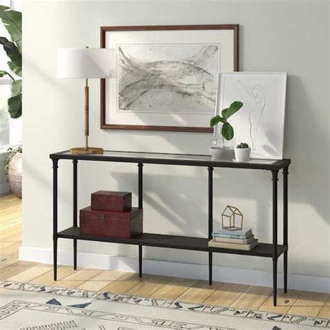 Reviews For Meyer Cross In Blackened Bronze Rectangle Glass Console