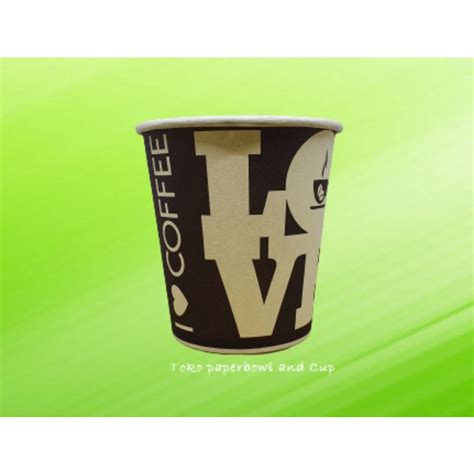 Jual Paper Hot Cup Gelas Kertas Oz Ml Motif Coffee Tutup Stirrer Isi Pcs Shopee