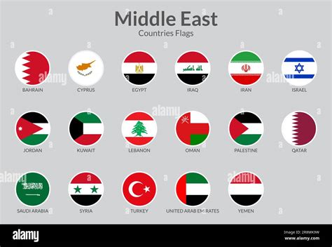 Middle East Countries Flag Icons Collection Stock Vector Image And Art