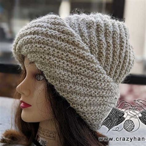 Flat Knit Diagonal Hat Free Pattern Crazy Hands