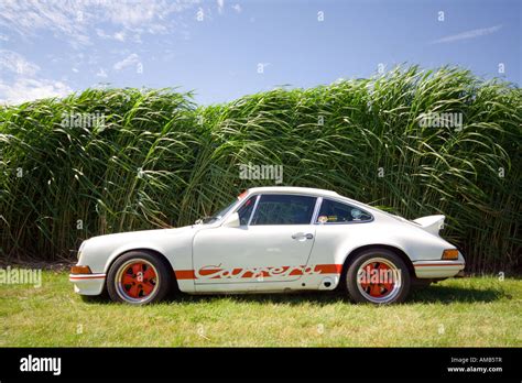 Side View Of Classic White Porsche 911 Carrera Rs At Historic Car Show