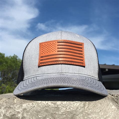 American Flag Leather Patch Trucker Hat The Best 4th Of July Etsy