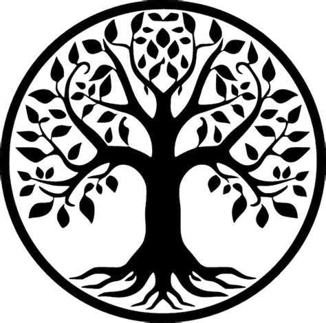 Tree Of Life Black And White Vector Illustration Premium Ai Generated