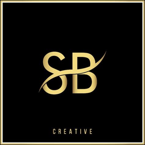 Sb creative golden premium vector último design de logo creative golden