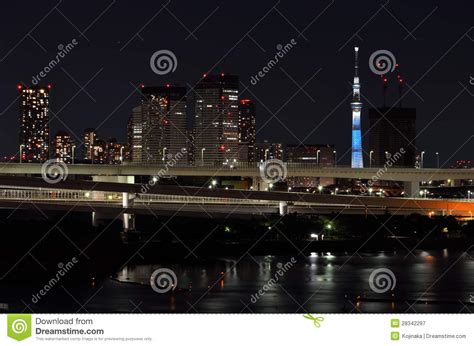 Tokyo Skytree Gesehen Von Odaiba Stockbild Bild Von Aufsatz