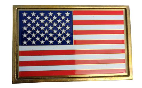 Vintage 1983 American Flag Patriotic Belt Buckle Soli Gem