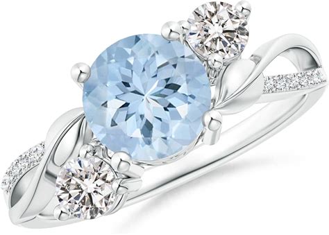 Angara Natural Aquamarine And Diamond Twisted Vine Engagement Ring In 14k Solid Gold