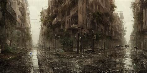 The Streets Of Post Apocalyptic Barcelona Covered In Stable Diffusion