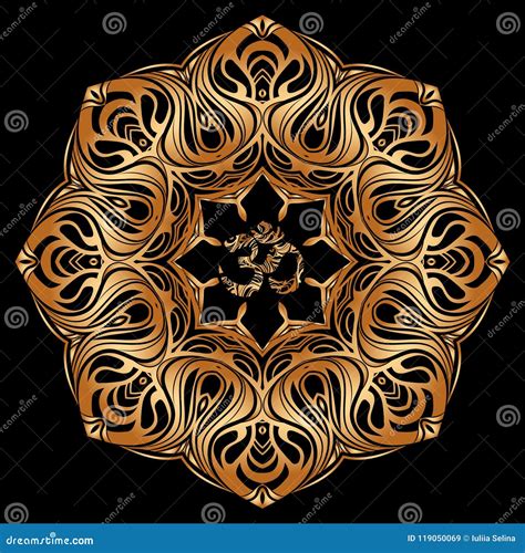 Golden Om Mandala Stock Vector Illustration Of Graphic 119050069