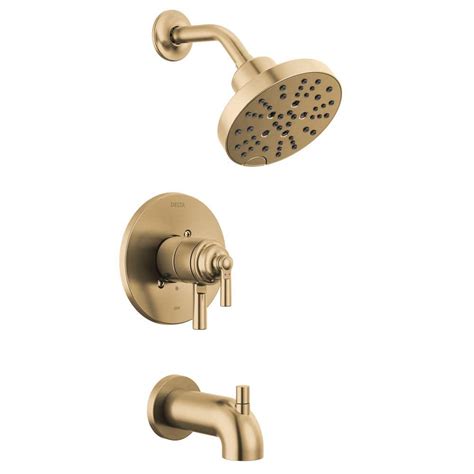 Delta Saylor 1 Handle Wall Mount Tub And Shower Trim Kit In Champagne