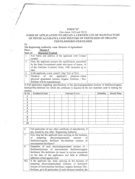 Fillable Online Himachalforms Nic Form Of Application To Obtain A