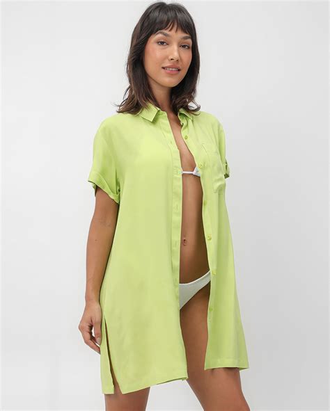 Riachuelo Sa Da De Praia Chemise Bolso Verde Dript By Riachuelo