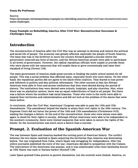 📗 Essay Example On Rebuilding America After Civil War Reconstruction