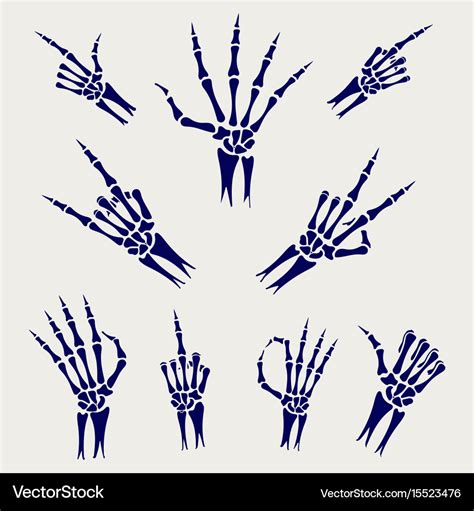 Skeleton Hands Signs On Grey Background Royalty Free Vector