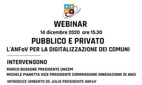 La Digitalizzazione Dei Comuni Webinar Il 14 12 ANCI Piemonte