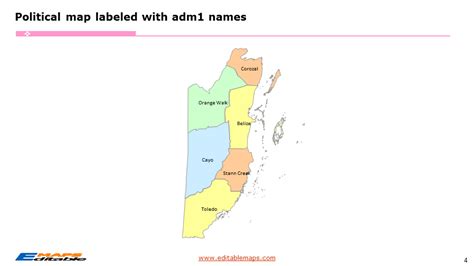 Belize Map with 6 Districts - Editable PowerPoint Maps