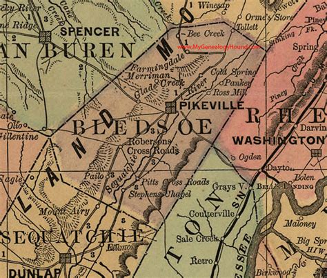 Bledsoe County Tennessee 1888 Map