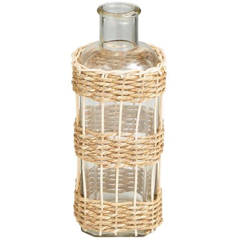 Litton Lane Clear Handmade Glass Decorative Vase With Light Brown