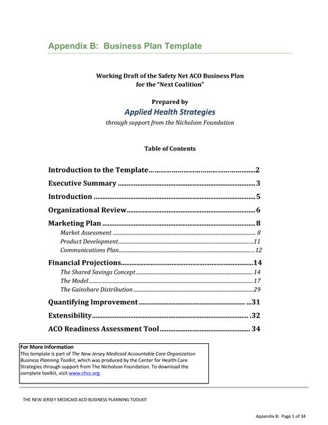 Health Care Business Plan Template Parahyena