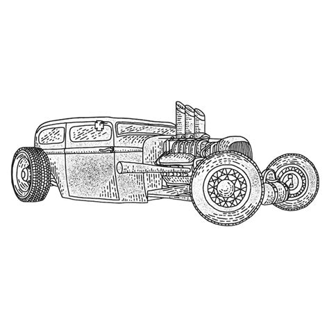 Free Vector Isolated Illustration Of Custom Hot Rod