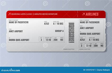 Airline Boarding Pass Or Air Ticket Design Template Realistic Vector