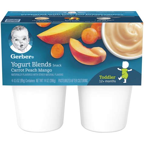 Gerber Yogurt Blends Snack Carrot Peach Mango 4 35 Oz Cups Walmart