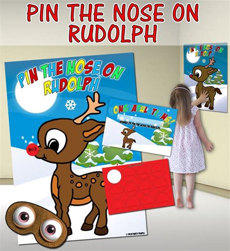 Pin The Nose On Rudolph Game Ideal For Christmas Boxes Fun Etsy