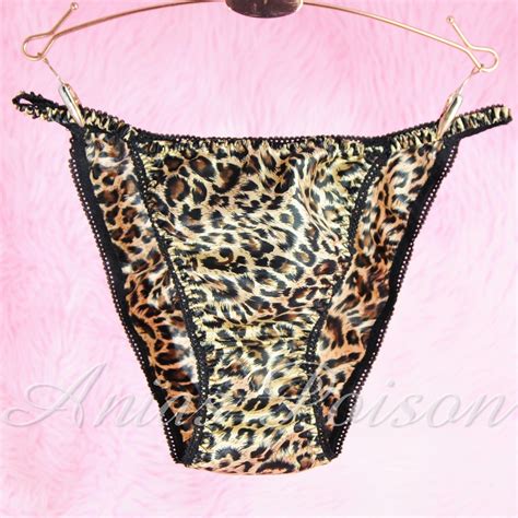 VTG Style Satin Shiny Wet Look Sissy Leopard Print String Bikini Panties S XL EBay