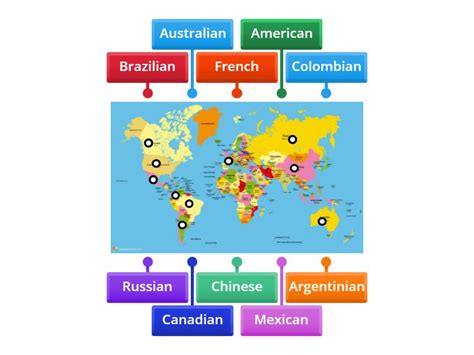 GATEWAY A1+ - COUNTRIES AND NATIONALITIES - Labelled diagram