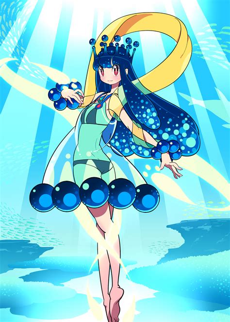 Safebooru Girl Bare Legs Barefoot Bikini Black Bikini Blue Hair Blue Theme Blush Crown Full